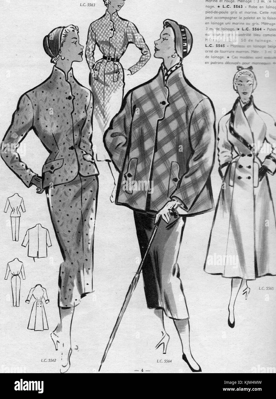 1950`s French Fashion Print Stock Photo